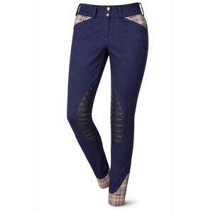 Baker Pro Breeches Navy Plaid Knee Patch Riding Pants Ladies Size 24
